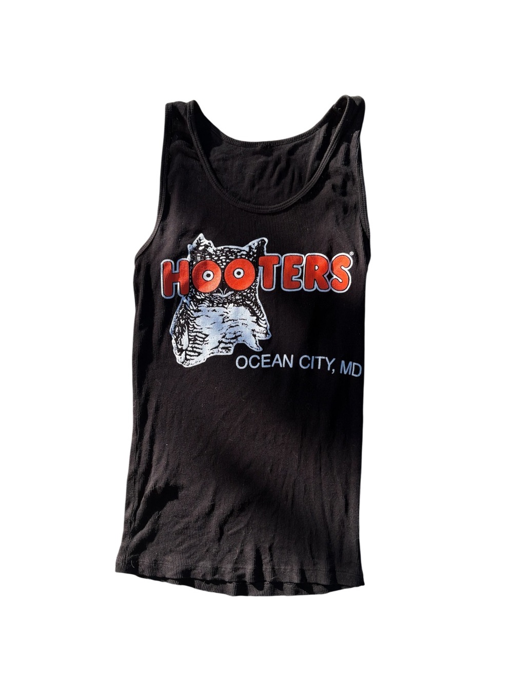 Y2K Hooters Black Ribbed Tank S